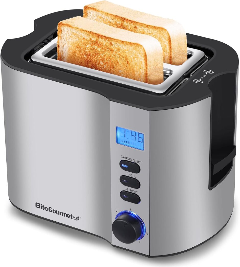 Elite Gourmet Extra Wide Slot 2-Slice Toaster