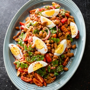 Turkish Pinto Bean Salad with Tahini Dressing