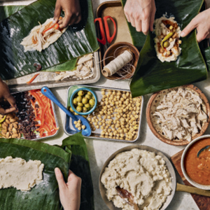 Tamales being made