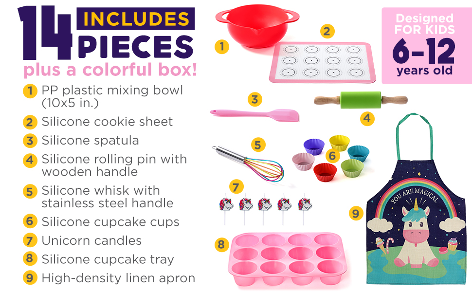 Kids Baking Set, baking kits for kids 10-12, kids baking sets for girls, kids cooking utensils