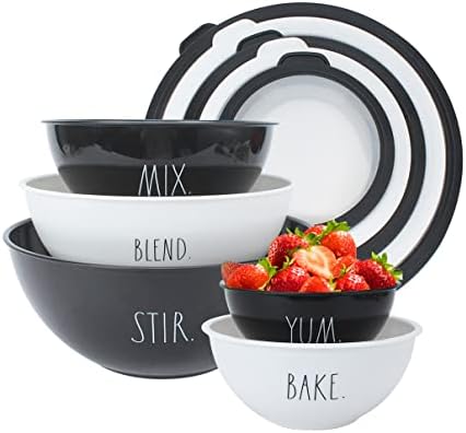 Rae Dunn Mixing Bowls with Lids - 10 Piece Plastic mixing bowl set