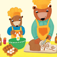 Two Bears Baking Bread