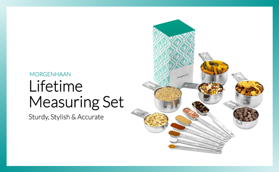 Morgenhaan Lifetime Measuring Set, Stainless Steel Cups and Spoons