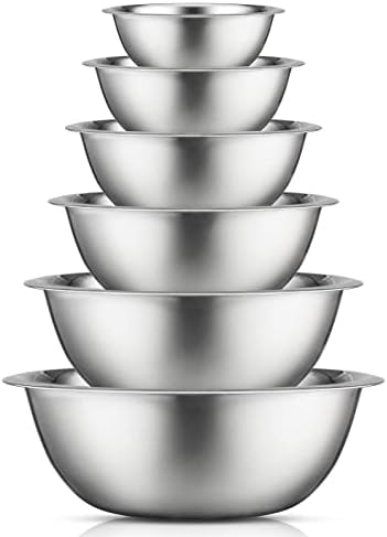 JoyJolt Stainless Steel Mixing Bowl Set of 6 Bowls. 5qt mixing bowl set