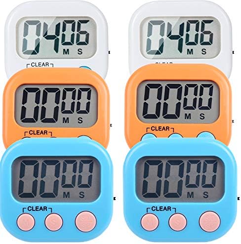 6 Pack Small Digital Kitchen Timer Magnetic Back and ON/Off digital kitchen timers