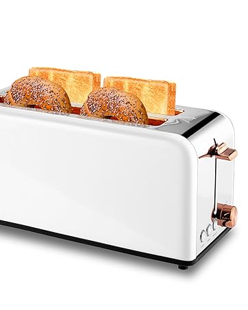 toaster 4 slice wide slot white