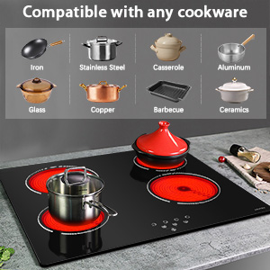 4 burners electric cooktop