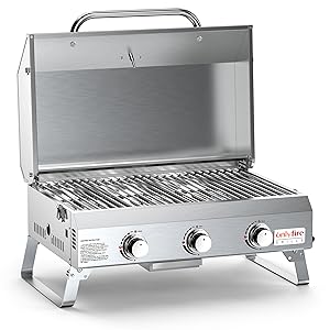 tabletop gas grill with 3 burners