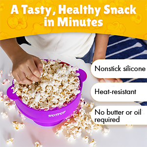 The Original Hotpop Microwave Popcorn Popper, Silicone Popcorn Maker, Collapsible Bowl BPA-Free