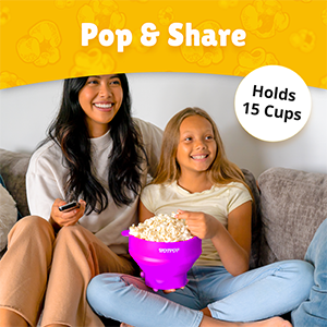 The Original Hotpop Microwave Popcorn Popper, Silicone Popcorn Maker, Collapsible Bowl BPA-Free