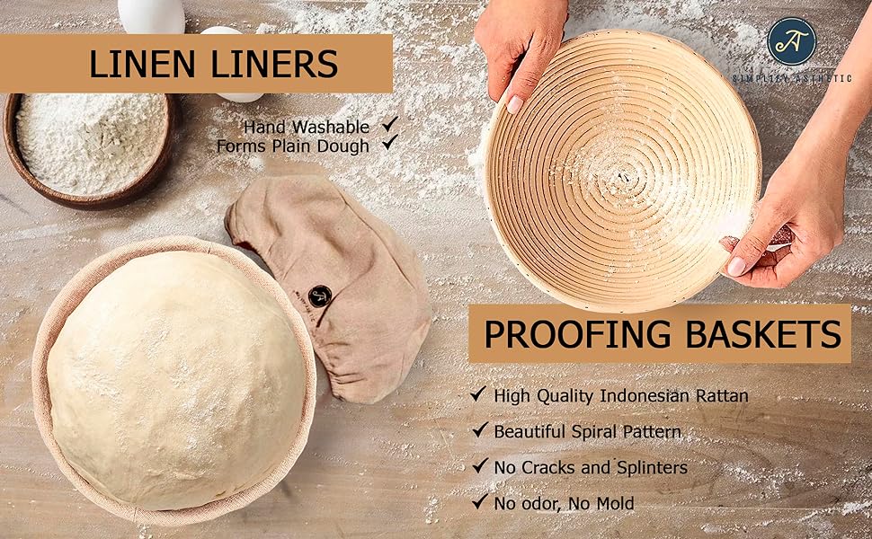 This handmade banneton bread proofing baskets are made from Indonesian rattan have no splinters.