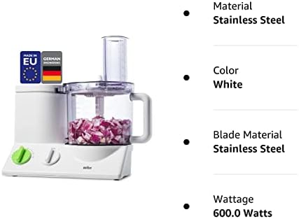 Braun FP3020 12 Cup Food Processor Ultra Quiet Powerful motor, includes 7 Attachment Blades + Chopper and Citrus Juicer , Made in Europe with German Engineering, White - Image 8
