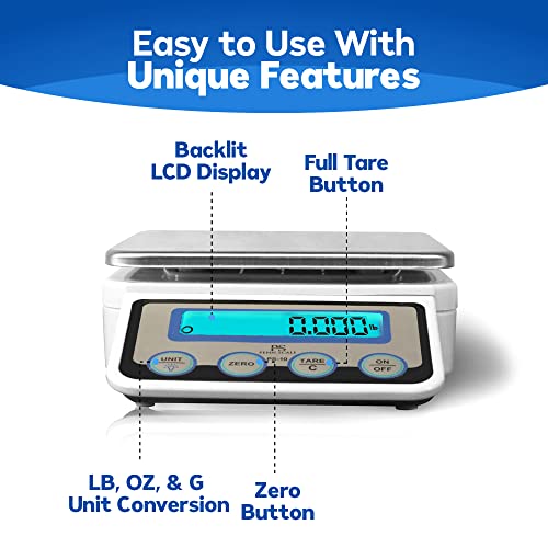 Penn Scale PS-10 Digital Kitchen Portion Scale - 11lb Electric Kitchen Scale with 0.002lb Readability - Removable Platter & LCD Display - Lb, Oz, G Unit Conversion (AC & Battery Powered) - Image 2