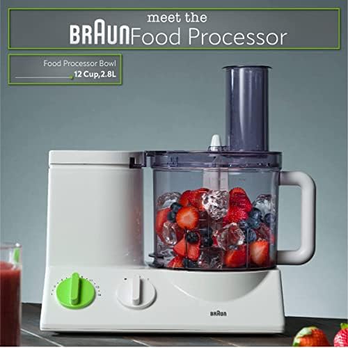 Braun FP3020 12 Cup Food Processor Ultra Quiet Powerful motor, includes 7 Attachment Blades + Chopper and Citrus Juicer , Made in Europe with German Engineering, White - Image 2