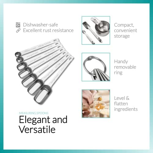 Stainless Steel Measuring Cups & Spoons Set - Heavy Duty, Stackable 13-Piece Set - Dry Foods, Liquids, Dishwasher-safe - Professional Metal Kitchen Utensils By Morgenhaan - Image 6
