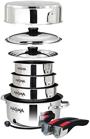 Magma Products, A10-366-2-IND Gourmet Nesting Stainless Steel Induction Cookware Set with Non-Stick Ceramica (10 Piece), silver - Image 2