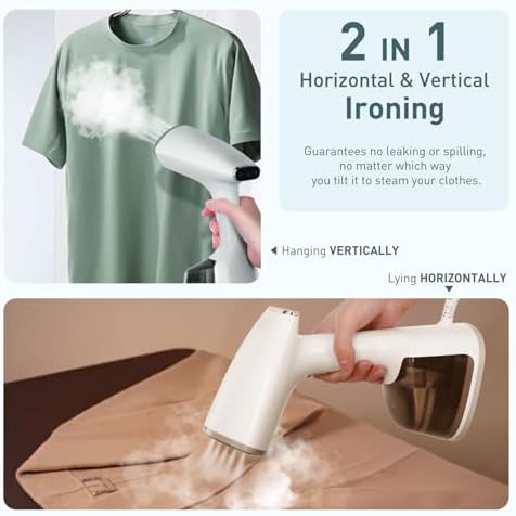 Upgrade Steamer for Clothes,1500W 30s Quick Heat Handheld Clothes Steamer,Fabric Wrinkles Remover Garment Steamer with Smart LCD,2 in 1 Clothing Iron with 300ml Tank and Fabric Brush,Auto-Off - Image 4