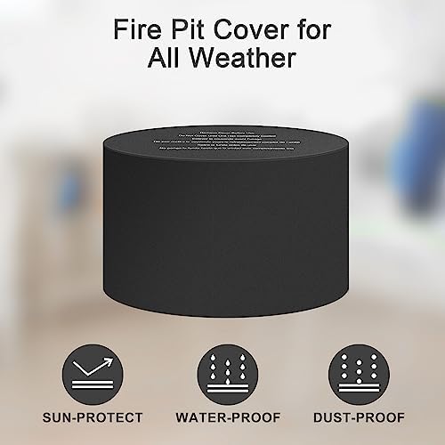 Kante 25 Inch Wide Round Texture Concrete and Metal Outdoor Eco-Friendly Smokeless 50,000 BTU Propane Gas Modern Fire Pit with Waterproof Cover,Biondo - Image 7