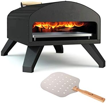 Bertello Outdoor Pizza Oven Black + Pizza Peel Combo. Wood Fire Portable Brick Oven - Portable Pizza Maker. As Seen on SHARK TANK - Image 2