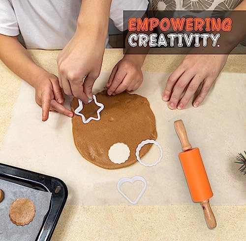 PERLLI Kids Cooking and Baking Supplies Gift Set with Storage Container - Complete Junior Chef Cooking Set, Girls & Boys Childrens Real Bakeware Equipment, Utensils & Accessories for Kids - Orange - Image 6