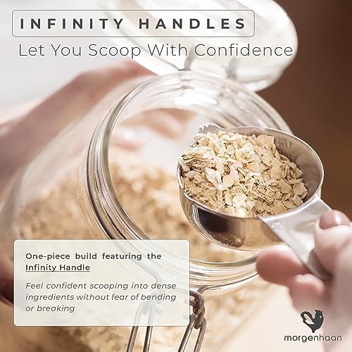 Stainless Steel Measuring Cups & Spoons Set - Heavy Duty, Stackable 13-Piece Set - Dry Foods, Liquids, Dishwasher-safe - Professional Metal Kitchen Utensils By Morgenhaan - Image 9