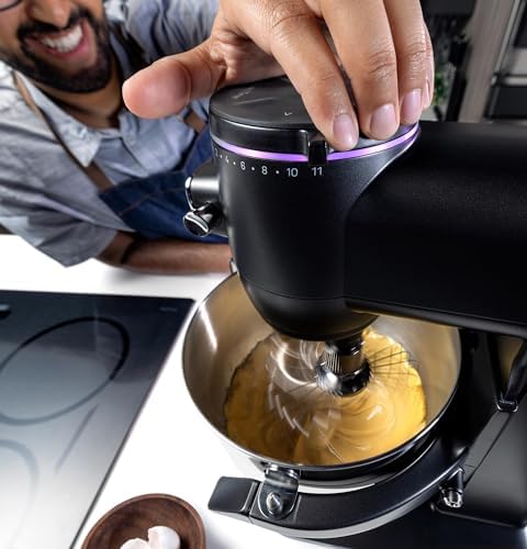 GE Profile Smart Stand Mixer w/ Built-In Smart Scale & Auto Sense Technology, 7qt Stainless Steel Bowl, 11 Speed l Dough Hook, Beater, 11-wire whip l works w/ Amazon Alexa & Google Home l Carbon Black - Image 7