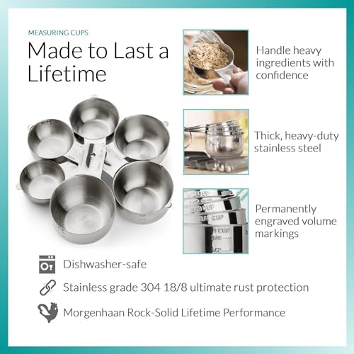 Stainless Steel Measuring Cups & Spoons Set - Heavy Duty, Stackable 13-Piece Set - Dry Foods, Liquids, Dishwasher-safe - Professional Metal Kitchen Utensils By Morgenhaan - Image 5