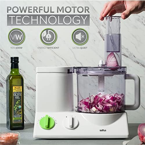 Braun FP3020 12 Cup Food Processor Ultra Quiet Powerful motor, includes 7 Attachment Blades + Chopper and Citrus Juicer , Made in Europe with German Engineering, White - Image 3