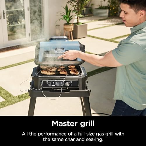 Ninja OG951 Woodfire Pro Connect Premium XL Outdoor Grill & Smoker, Bluetooth, App Enabled, 7-in-1 Master Grill, BBQ Smoker, Outdoor Air Fryer, Woodfire Technology, 2 Built-In Thermometers, Black - Image 2