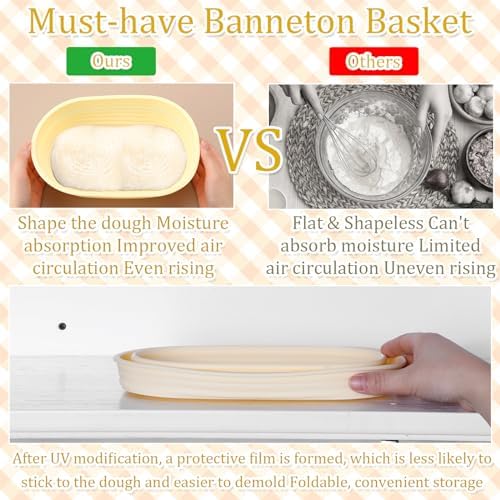 Sourdough Starter Kit, 24oz Sourdough Starter Jar, 10 Inch Bread Proofing Baskets, Thermometer, Feeding Time Tracker, Scraper, Durable Complete Sourdough Bread Baking Supplie - Image 5