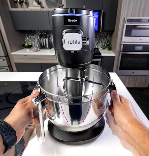 GE Profile Smart Stand Mixer w/ Built-In Smart Scale & Auto Sense Technology, 7qt Stainless Steel Bowl, 11 Speed l Dough Hook, Beater, 11-wire whip l works w/ Amazon Alexa & Google Home l Carbon Black - Image 9