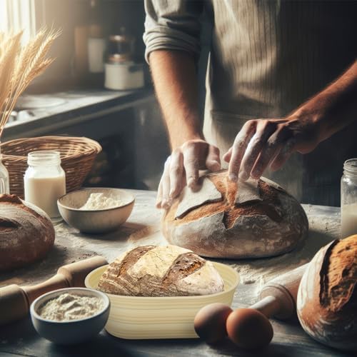 Sourdough Starter Kit, 24oz Sourdough Starter Jar, 10 Inch Bread Proofing Baskets, Thermometer, Feeding Time Tracker, Scraper, Durable Complete Sourdough Bread Baking Supplie - Image 6