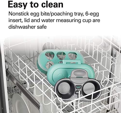 Hamilton Beach Sous Vide Style Electric Egg Bite Maker, Hard Boiled Egg Cooker & Poacher with Removable Nonstick Tray, Makes 2 in Under 10 Minutes, Teal (25511) - Image 6