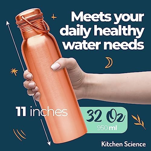 Copper Water Bottle (34 Oz /1000 ml) with Carrying Canvas Bag & Sleeve| 100% Pure Copper Bottle for Drinking Water | Leak-Proof | Authentic Ayurvedic Copper Water Bottle - Image 5