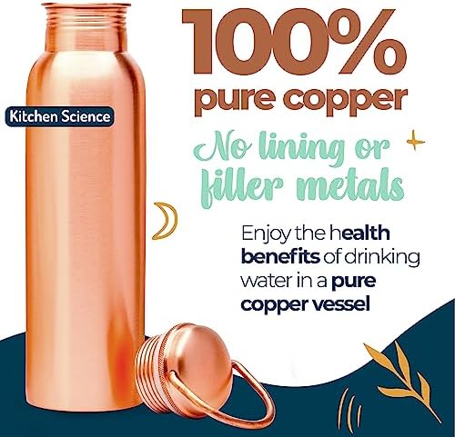 Copper Water Bottle (34 Oz /1000 ml) with Carrying Canvas Bag & Sleeve| 100% Pure Copper Bottle for Drinking Water | Leak-Proof | Authentic Ayurvedic Copper Water Bottle - Image 2