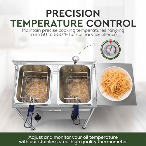 Two Tank Outdoor Deep Fryer with Thermometer Fish Fryer, CSA Certified Propane Deep Fryer with 2 Stainless Steel Baskets and Lids Gas Deep Fryer with Adjustable Temperature Regulator - Image 5