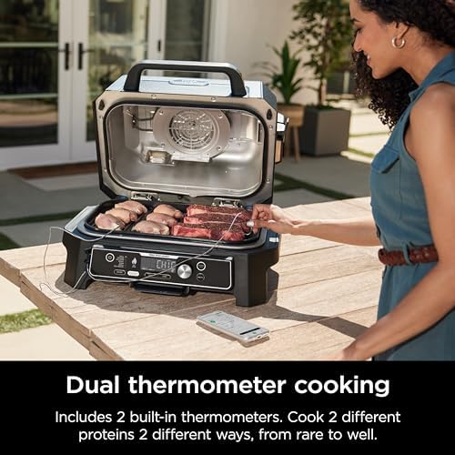 Ninja OG951 Woodfire Pro Connect Premium XL Outdoor Grill & Smoker, Bluetooth, App Enabled, 7-in-1 Master Grill, BBQ Smoker, Outdoor Air Fryer, Woodfire Technology, 2 Built-In Thermometers, Black - Image 8