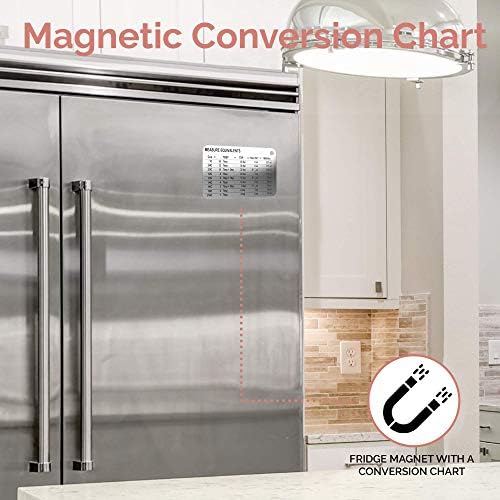 22-Piece Stainless Steel Measuring Cups and Spoons Set, Tad Dash Pinch Smidgen Drop Mini Measuring Spoons, Measuring Stick Leveler, Measurement Conversion Chart Fridge Magnet, (Country Chic) - Image 4