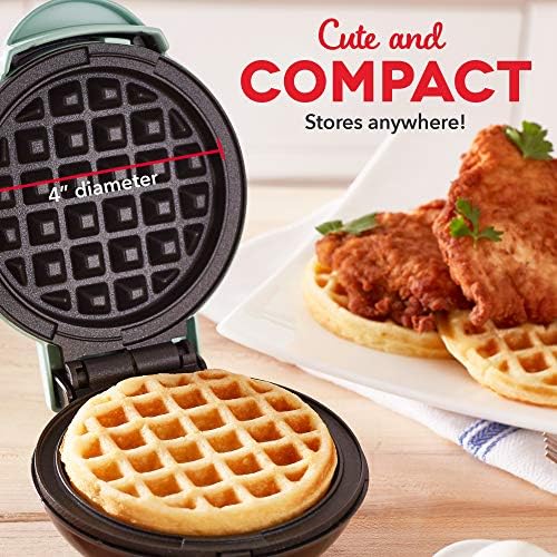 DASH Mini Maker for Individual Waffles, Hash Browns, Keto Chaffles with Easy to Clean, Non-Stick Surfaces, 4 Inch, Aqua - Image 4
