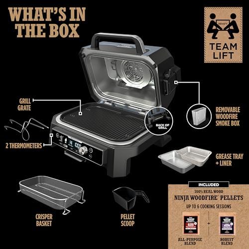 Ninja OG951 Woodfire Pro Connect Premium XL Outdoor Grill & Smoker, Bluetooth, App Enabled, 7-in-1 Master Grill, BBQ Smoker, Outdoor Air Fryer, Woodfire Technology, 2 Built-In Thermometers, Black - Image 14