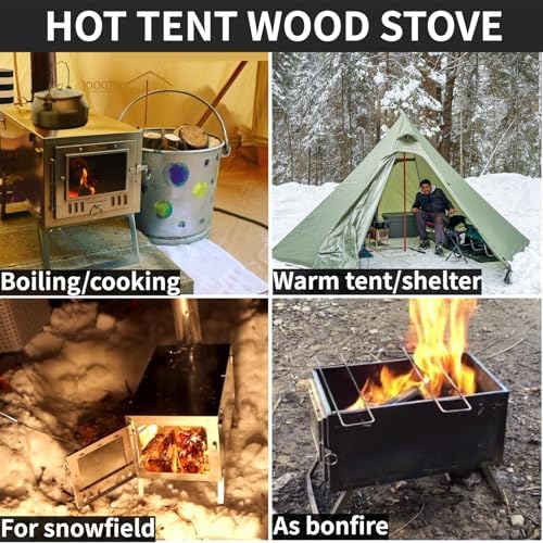 DANCHEL OUTDOOR S6/SSG Portable Tent Wood Burning Stove 304 Stainless Steel, Folding Tiny Hot Tent Stove Lightweight with 7.2ft Chimney for Backpacking, Winter Survival, Cooking - Image 4