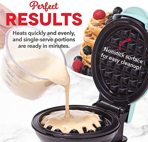 DASH Mini Maker for Individual Waffles, Hash Browns, Keto Chaffles with Easy to Clean, Non-Stick Surfaces, 4 Inch, Aqua - Image 3