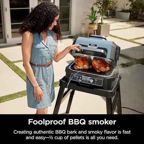 Ninja OG951 Woodfire Pro Connect Premium XL Outdoor Grill & Smoker, Bluetooth, App Enabled, 7-in-1 Master Grill, BBQ Smoker, Outdoor Air Fryer, Woodfire Technology, 2 Built-In Thermometers, Black - Image 3