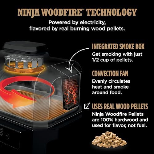 Ninja OG951 Woodfire Pro Connect Premium XL Outdoor Grill & Smoker, Bluetooth, App Enabled, 7-in-1 Master Grill, BBQ Smoker, Outdoor Air Fryer, Woodfire Technology, 2 Built-In Thermometers, Black - Image 7