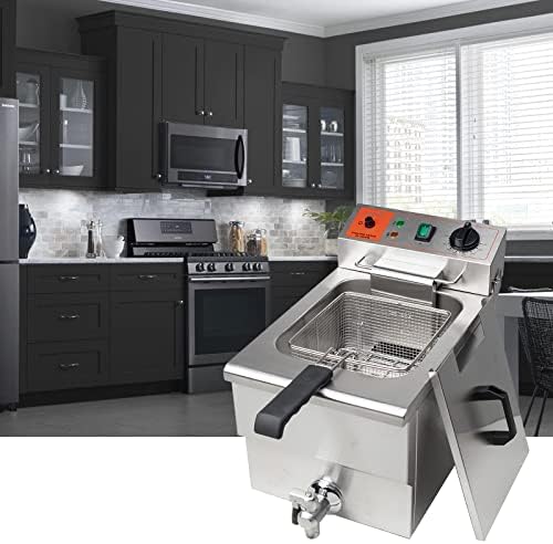 Valgus 1750W Stainless Steel Electric Deep Fryer 12L Large Capacity Countertop Kitchen Frying Machine with Basket & Lid, Drain System - Image 7