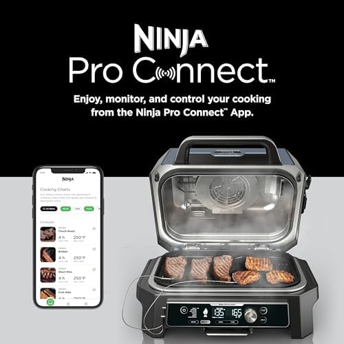 Ninja OG951 Woodfire Pro Connect Premium XL Outdoor Grill & Smoker, Bluetooth, App Enabled, 7-in-1 Master Grill, BBQ Smoker, Outdoor Air Fryer, Woodfire Technology, 2 Built-In Thermometers, Black - Image 6