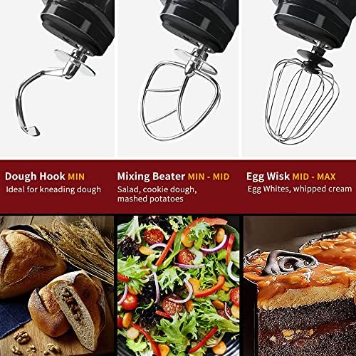 Stand Mixer, CUSIMAX Dough Mixer Tilt-Head Electric Mixer with 5-Quart Stainless Steel Bowl, Dough Hook, Mixing Beater and Whisk, Splash Guard - Image 3