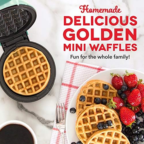 DASH Mini Maker for Individual Waffles, Hash Browns, Keto Chaffles with Easy to Clean, Non-Stick Surfaces, 4 Inch, Aqua - Image 2