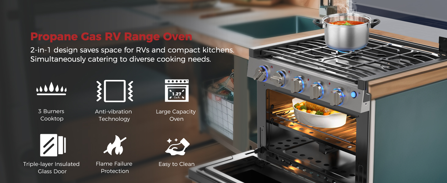 Propane Gas RV Range Oven