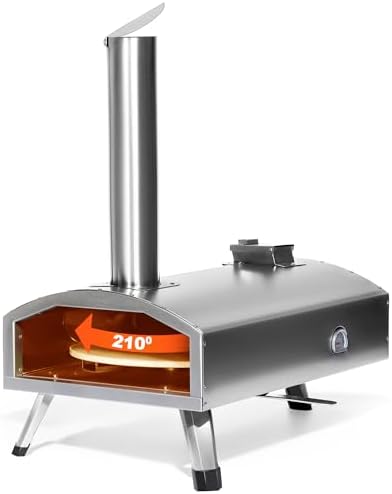 Multi-Fuel Outdoor Pizza Oven with Rotatable Pizza Stone, 12" Wood portable wood-fired pizza ovens
